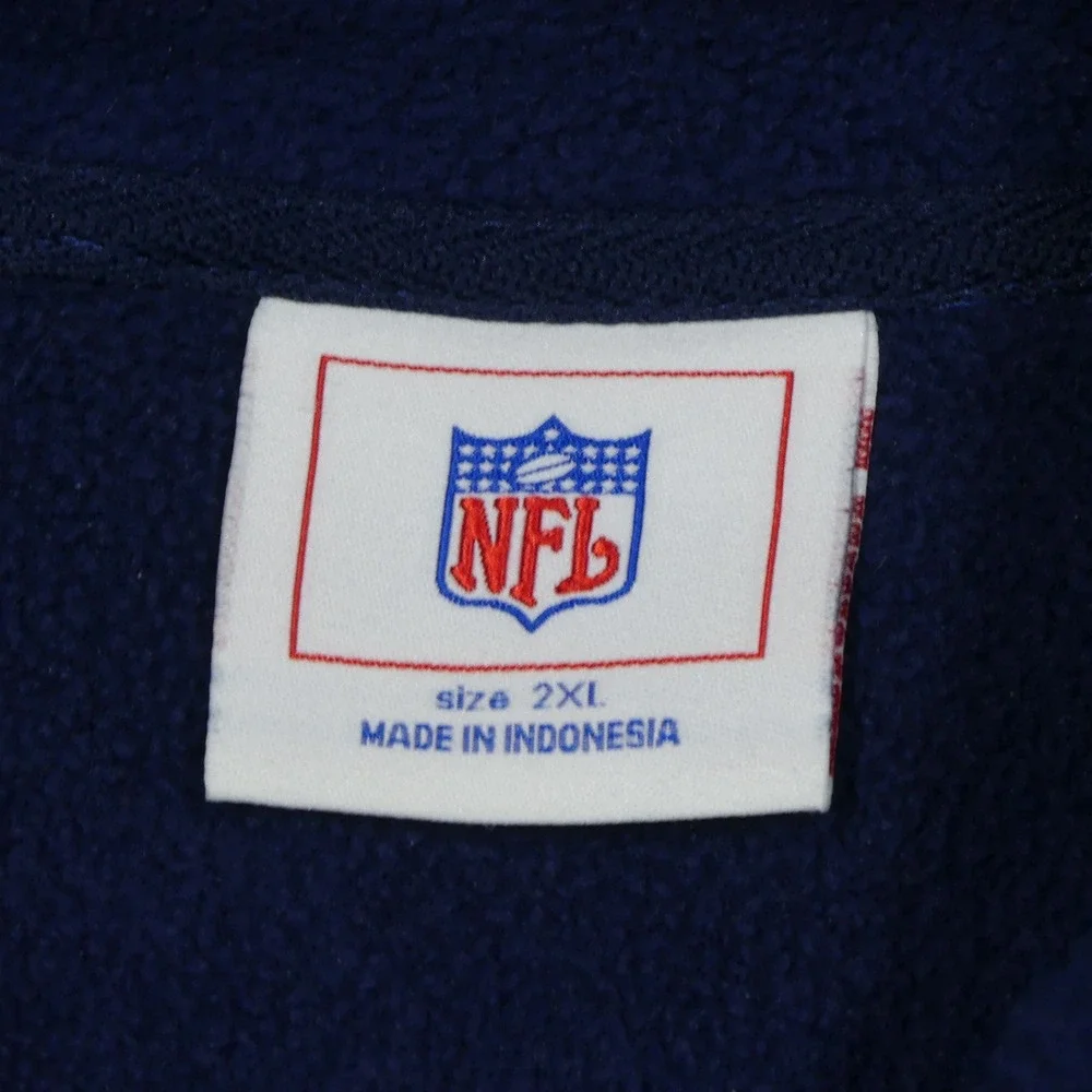 NFL Mens Quarter Zip Fleece Pullover Navy Blue White Stripe 2XL 0815010 C3